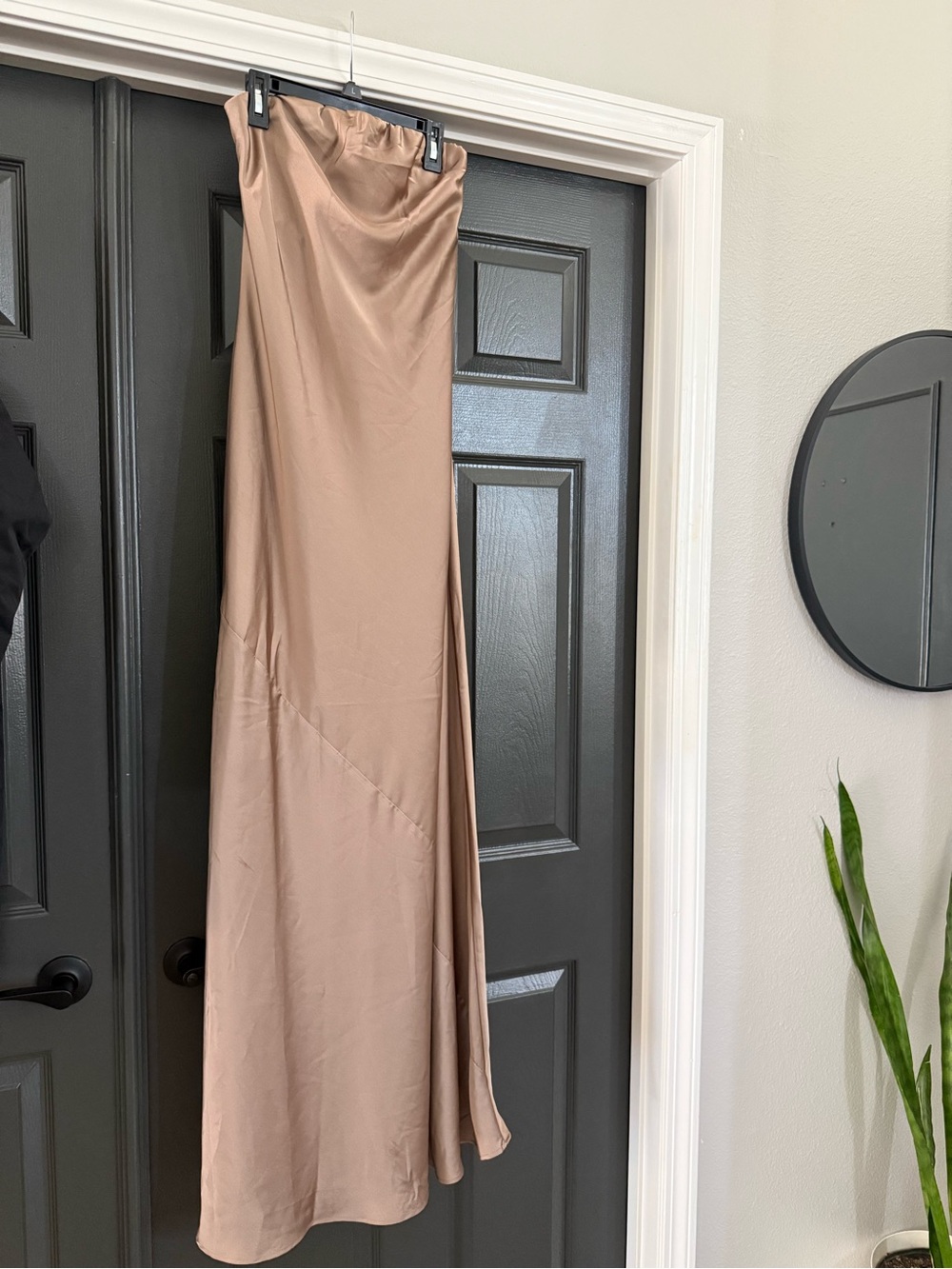 New Show Me Your Mumu- Taylor Tube Strapless Satin Maxi Dress in Taupe - Picture 5 of 7